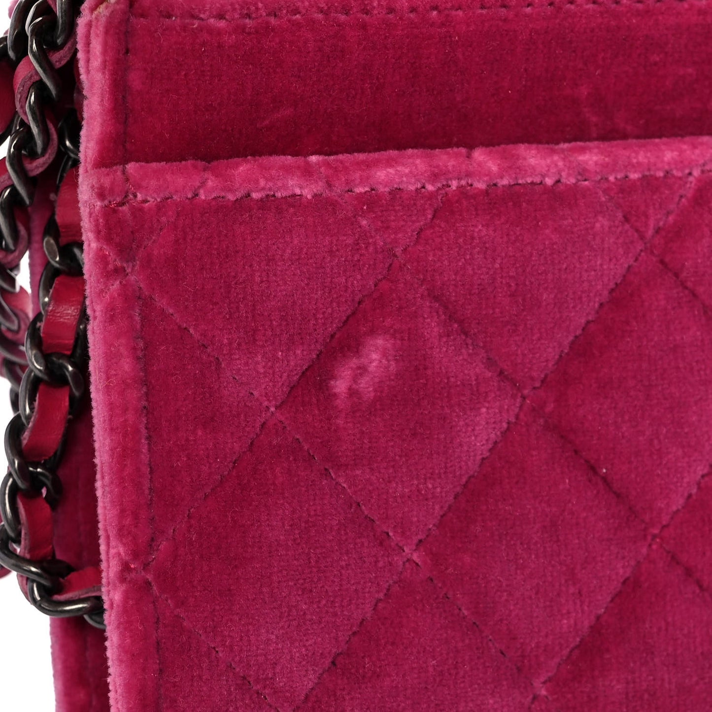 Velvet Quilted Boy Wallet On Chain WOC Fuchsia