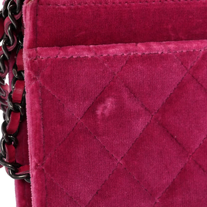Chanel Velvet Quilted Boy Wallet On Chain WOC Fuchsia 6 of 14