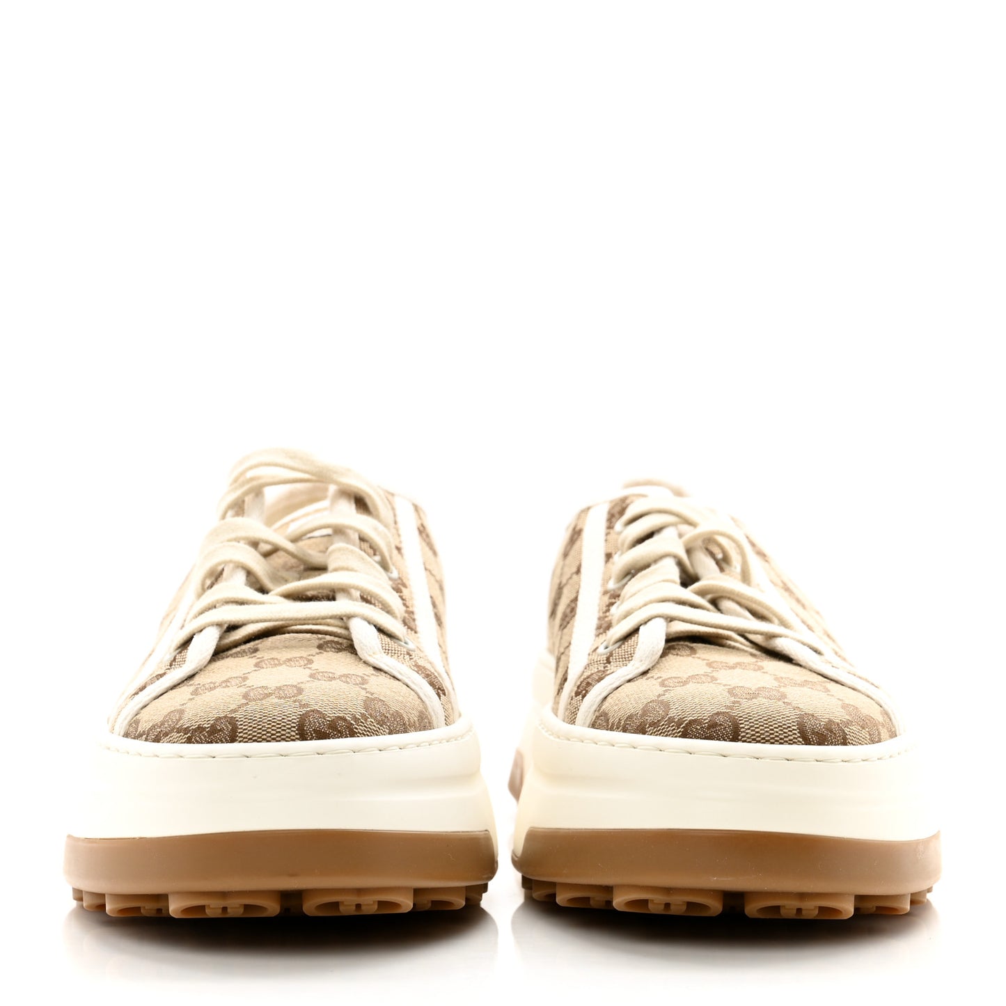 GG Monogram Mens 1977 Tennis Platform 52mm Sneakers 9 Beige Ebony Mystic White