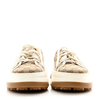 Gucci GG Monogram Mens 1977 Tennis Platform 52mm Sneakers 9 Beige Ebony Mystic White 2 of 7