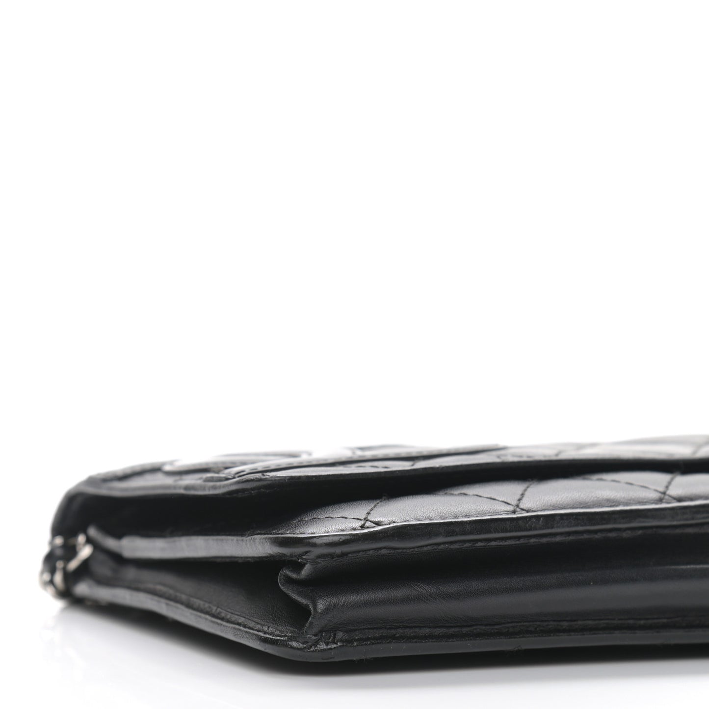Calfskin Quilted Cambon Wallet On Chain WOC Black