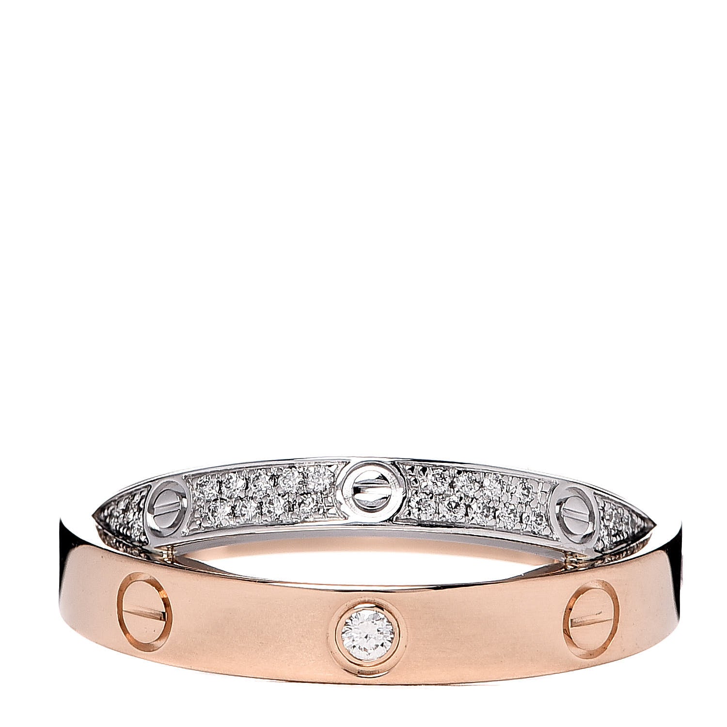 Cartier 18K Pink White Gold Diamond 2.6mm LOVE Paved Ring 51 5.75 1 of 5