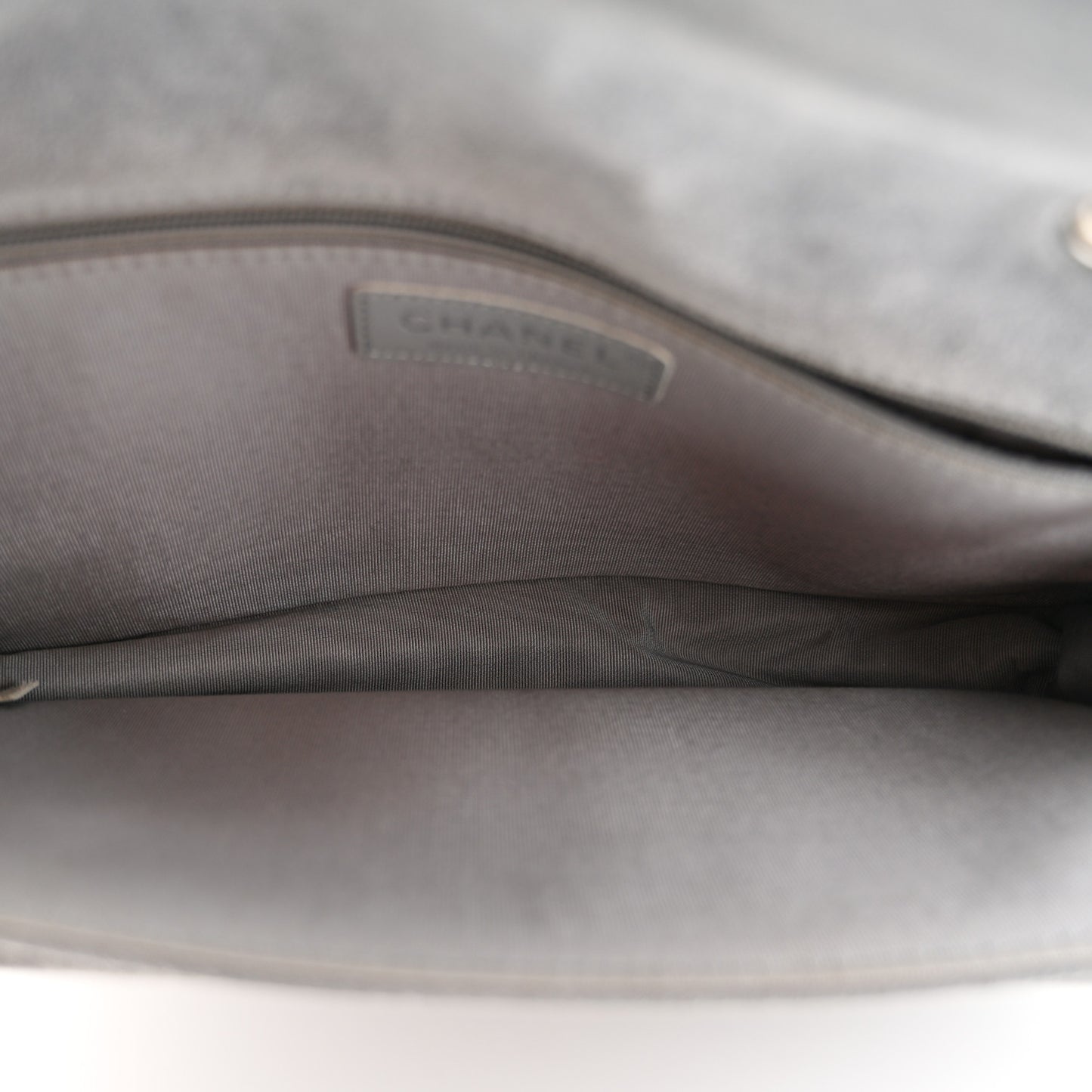 Suede Chocolate Bar Whipstitch Mademoiselle Flap Grey