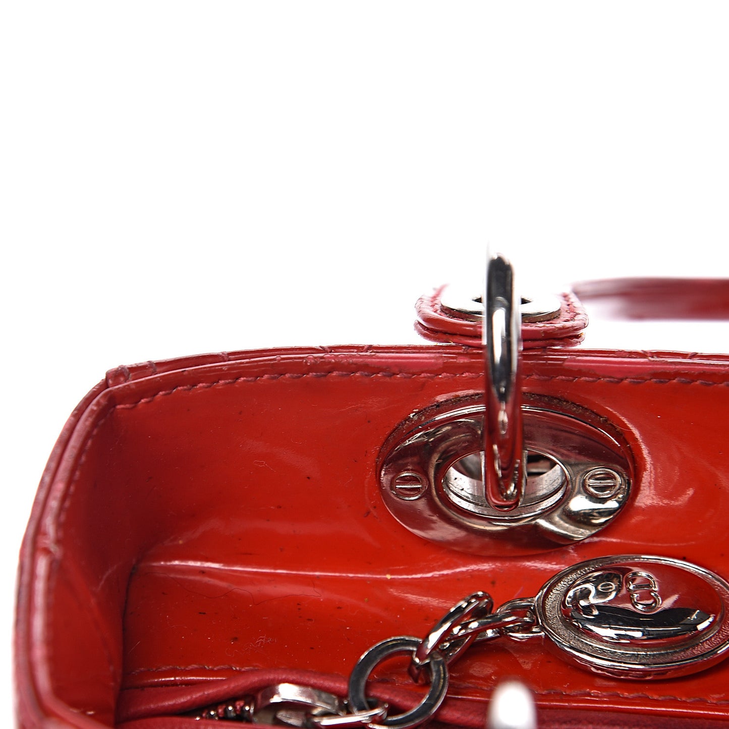 Patent Cannage Whipstitch Medium Lady Dior Red