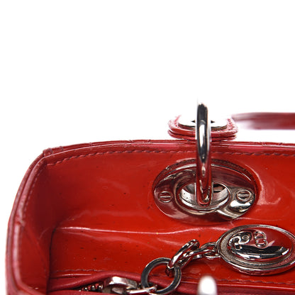 Christian Dior Patent Cannage Whipstitch Medium Lady Dior Red 13 of 28