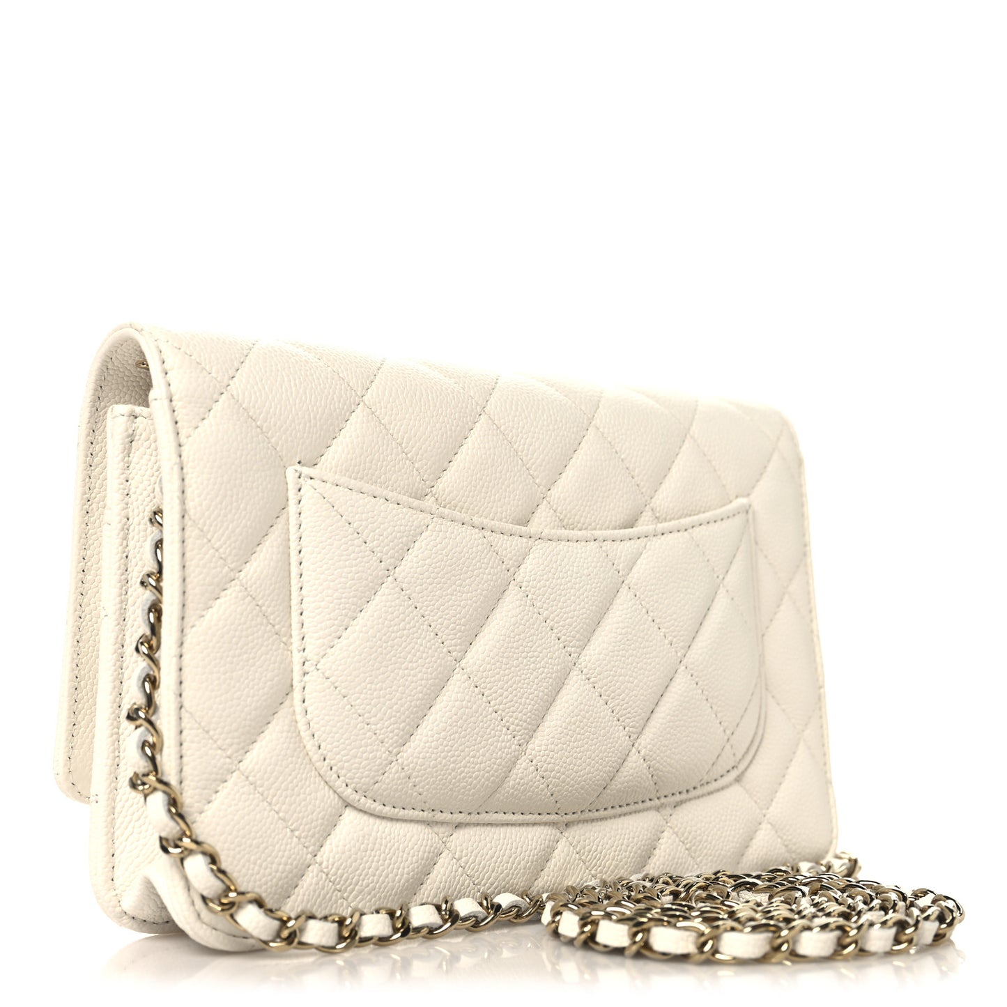Caviar Quilted Wallet On Chain WOC White
