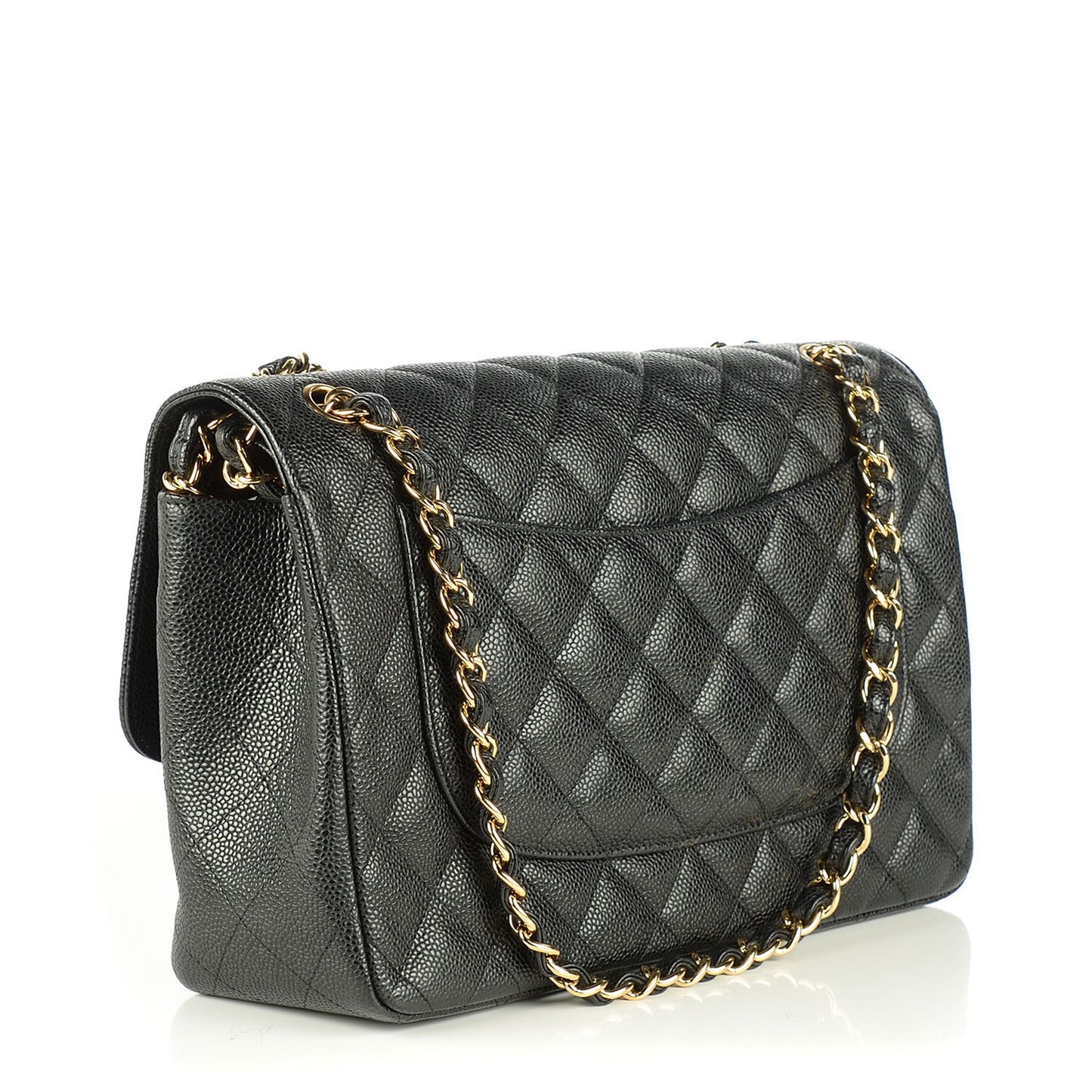 Caviar Quilted Jumbo Double Flap Black