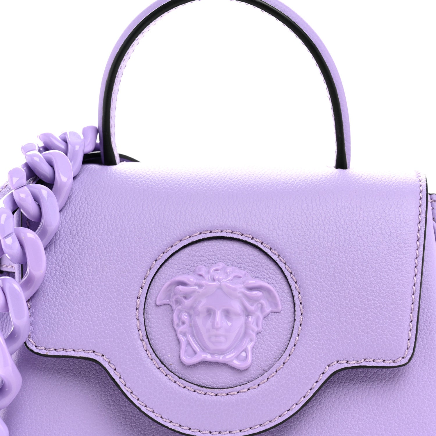 Versace Calfskin Medusa Small Top Handle Handbag Lilac 8 of 11