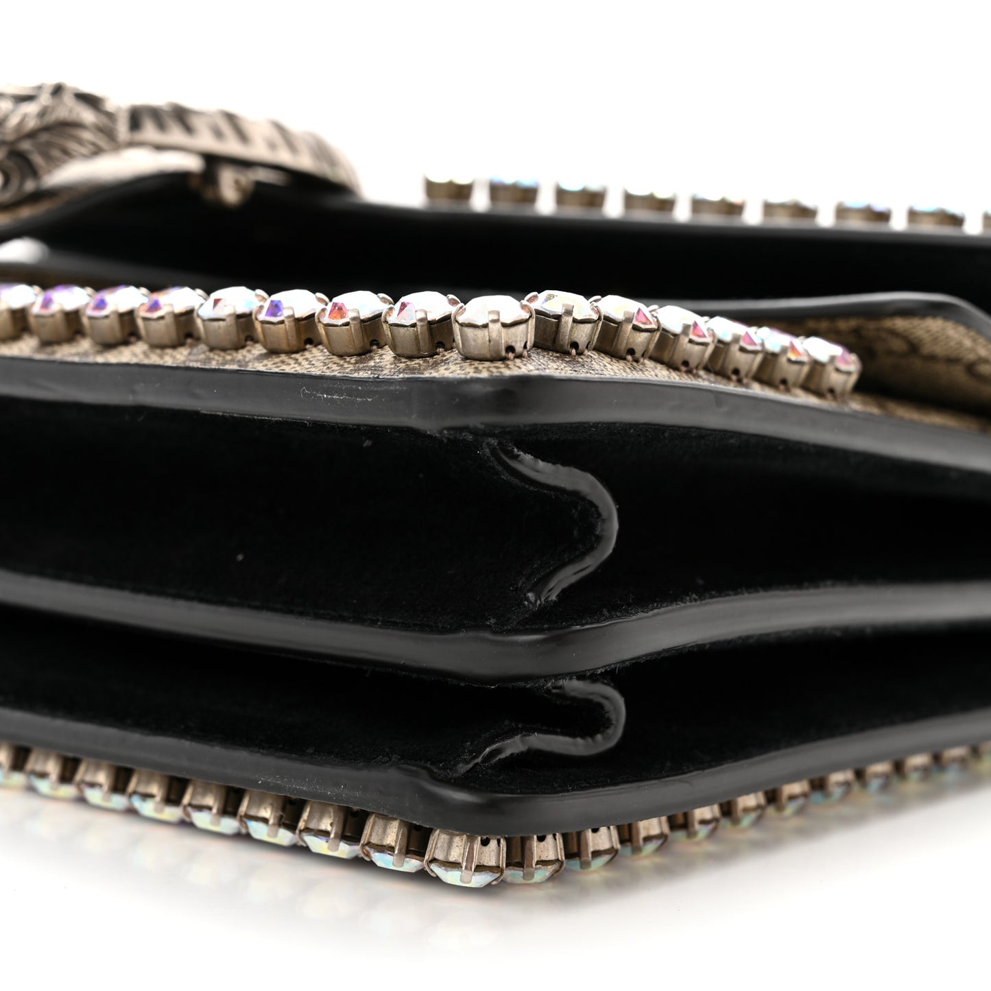 GG Supreme Monogram Crystal Small Dionysus Shoulder Bag Black