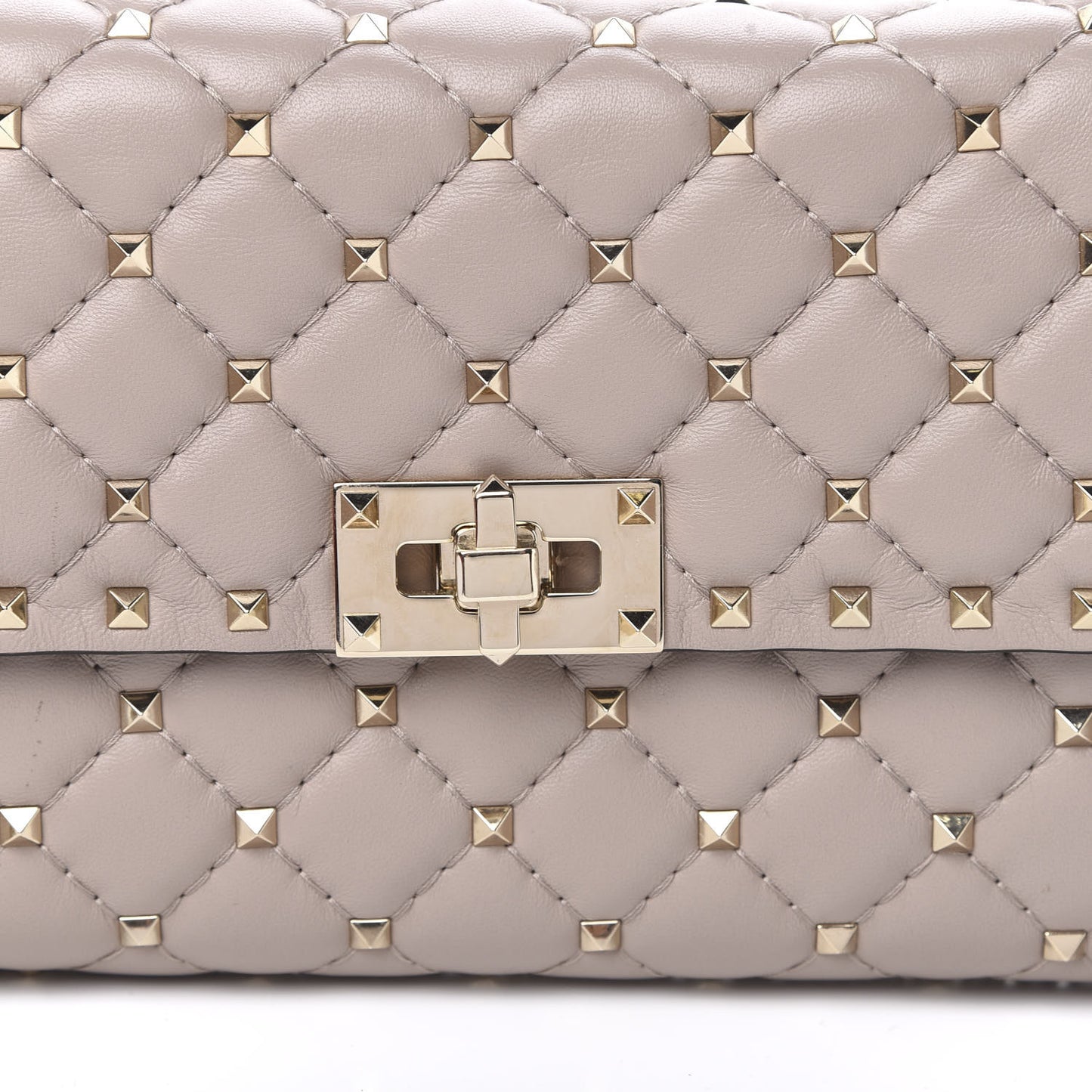 Lambskin Rockstud Spike Wallet on Chain Poudre