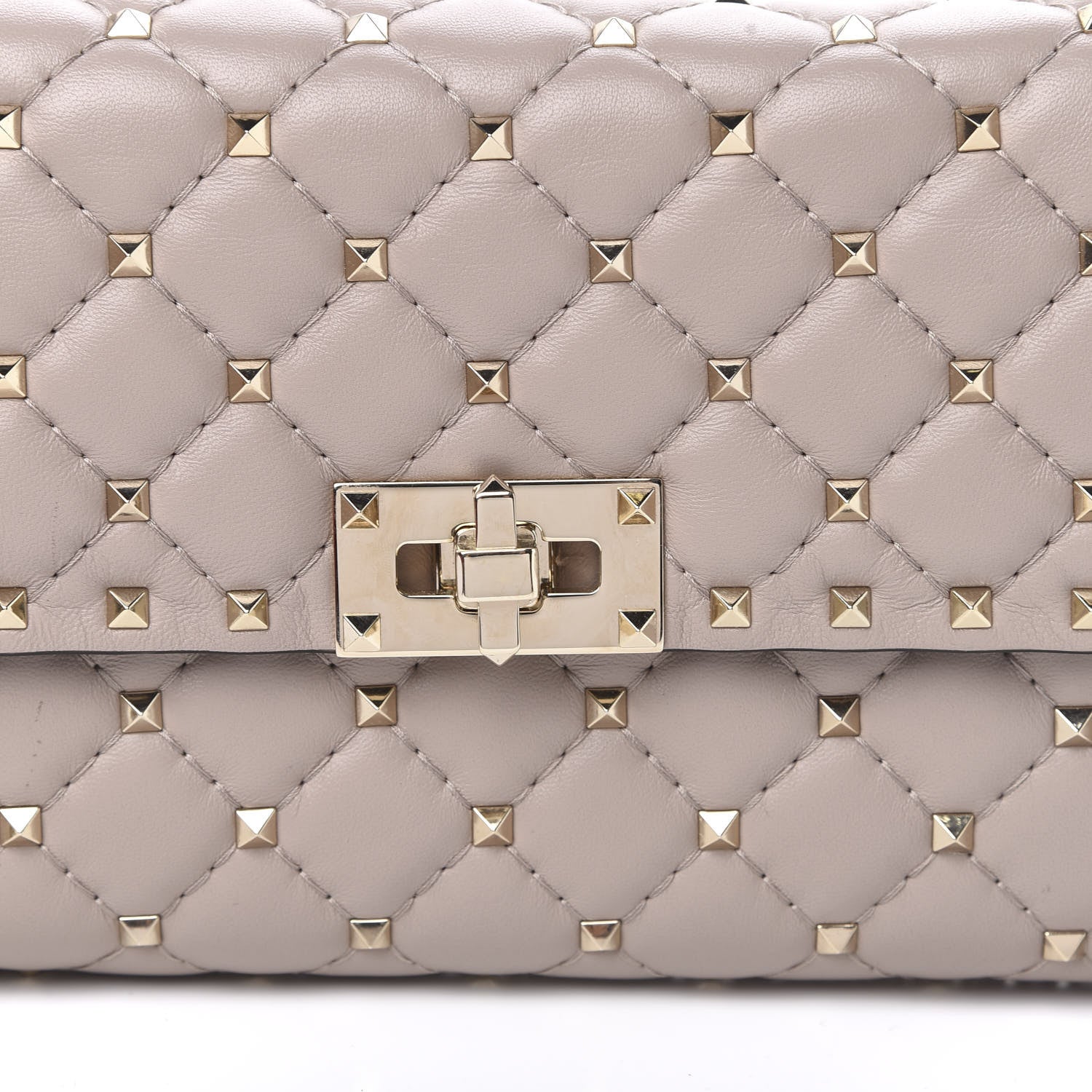 Valentino Garavani Lambskin Rockstud Spike Wallet on Chain Poudre 9 of 10