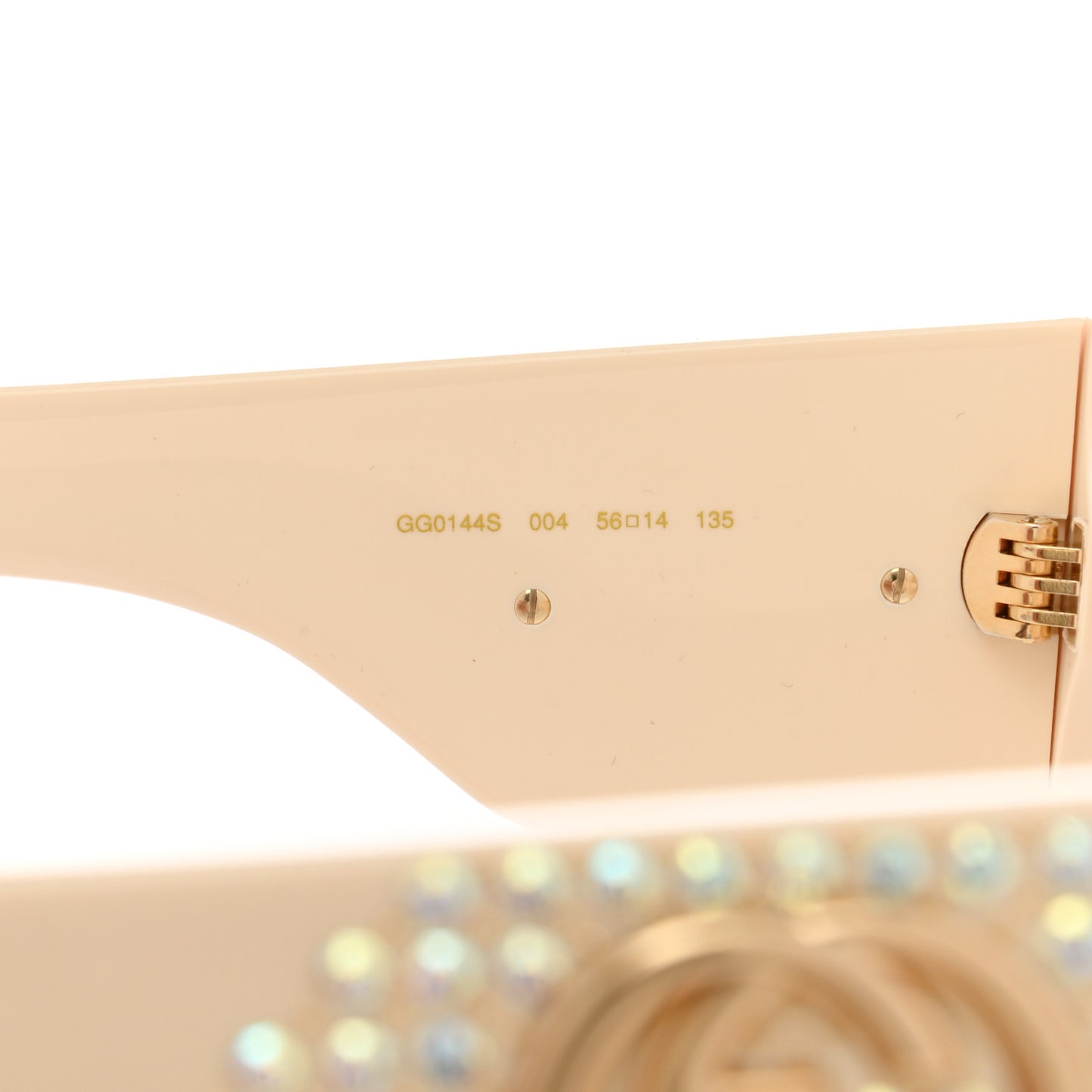 Acetate Crystal Oversize Hollywood Forever Sunglasses GG0144S Ivory