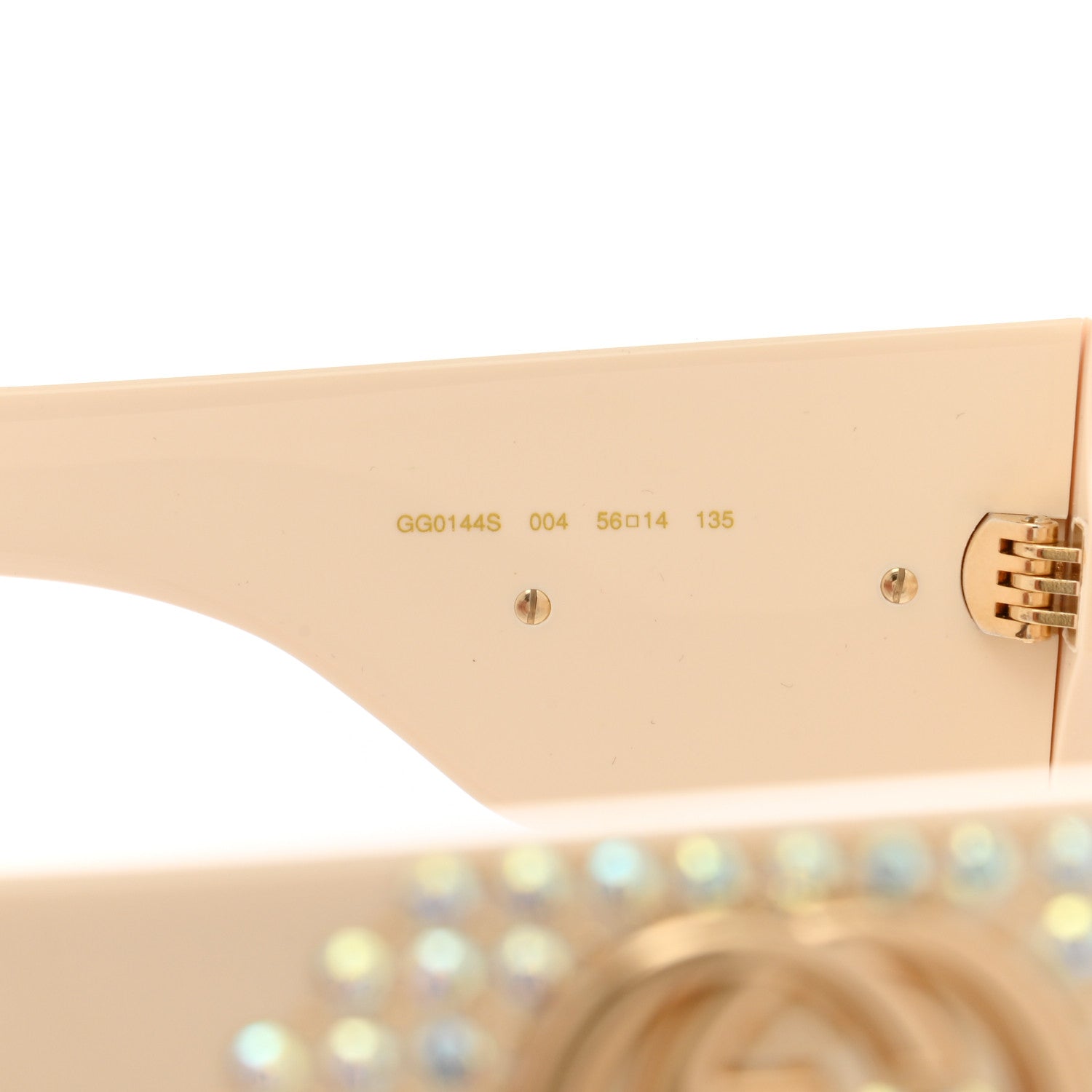 Gucci Acetate Crystal Oversize Hollywood Forever Sunglasses GG0144S Ivory 7 of 7