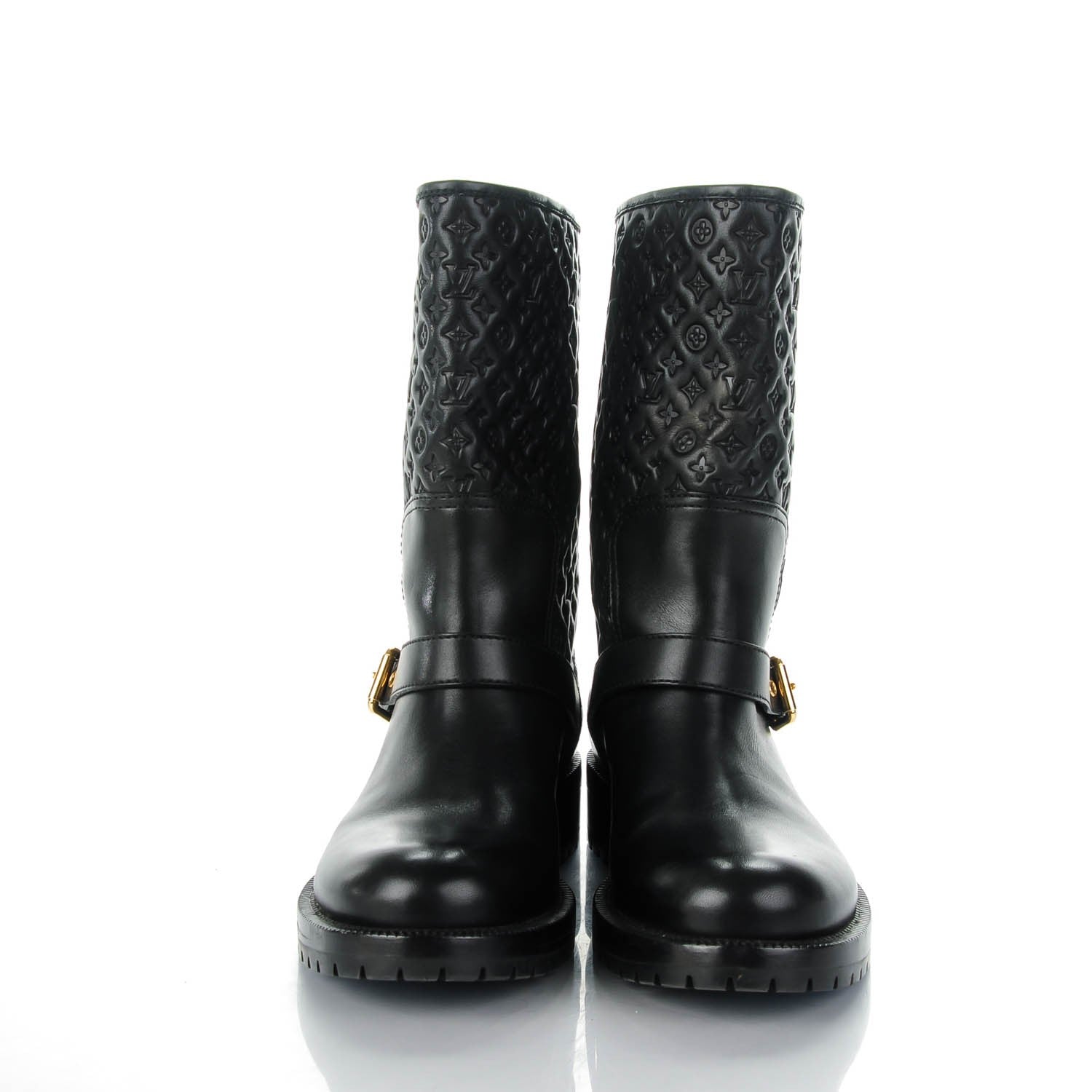Louis Vuitton Monogram Embossed Calf Rebellion Half Boots 39 Black 2 of 8