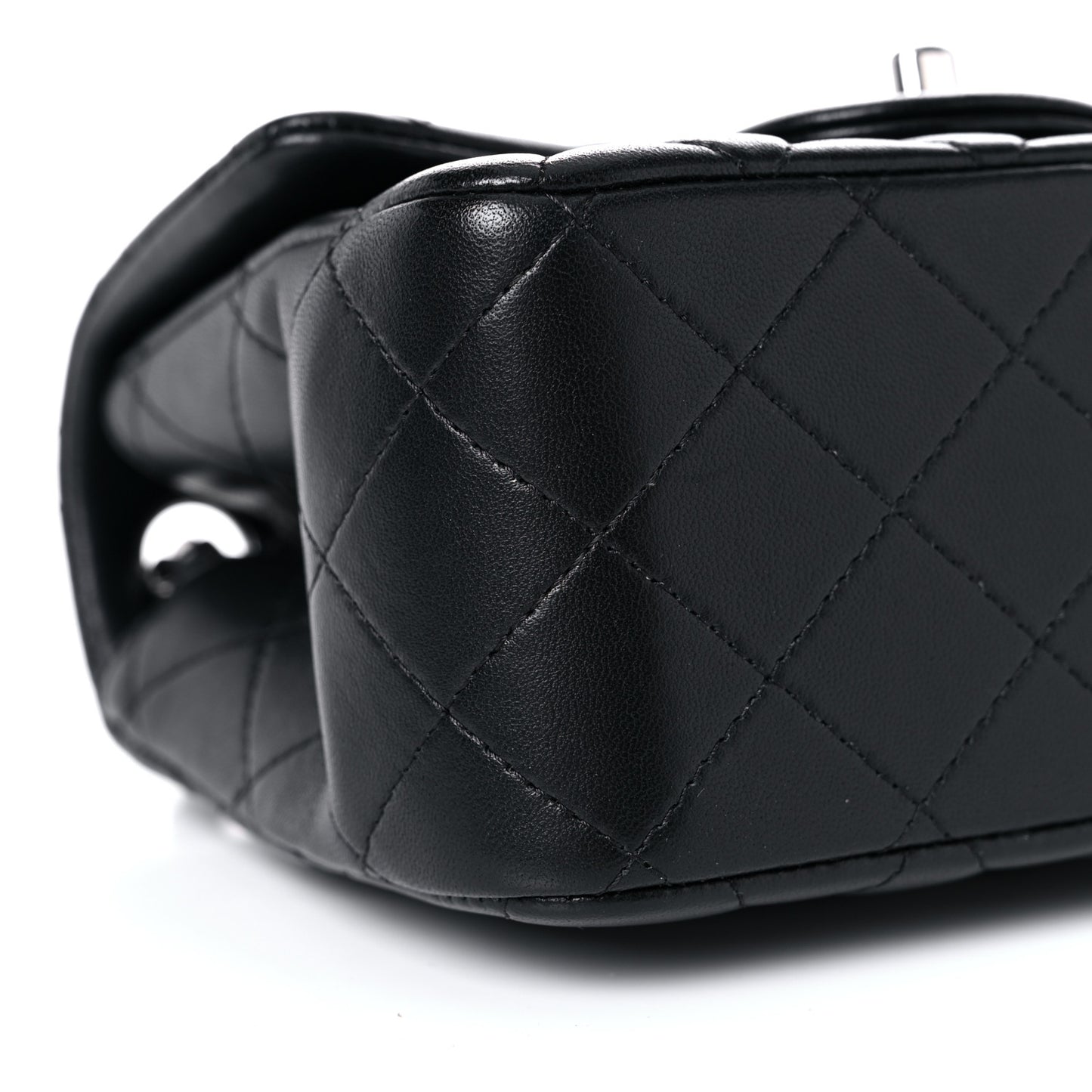 Lambskin Quilted Mini Square Flap Black
