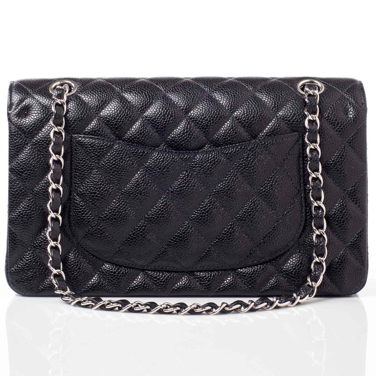 Caviar Quilted Medium Double Flap Black