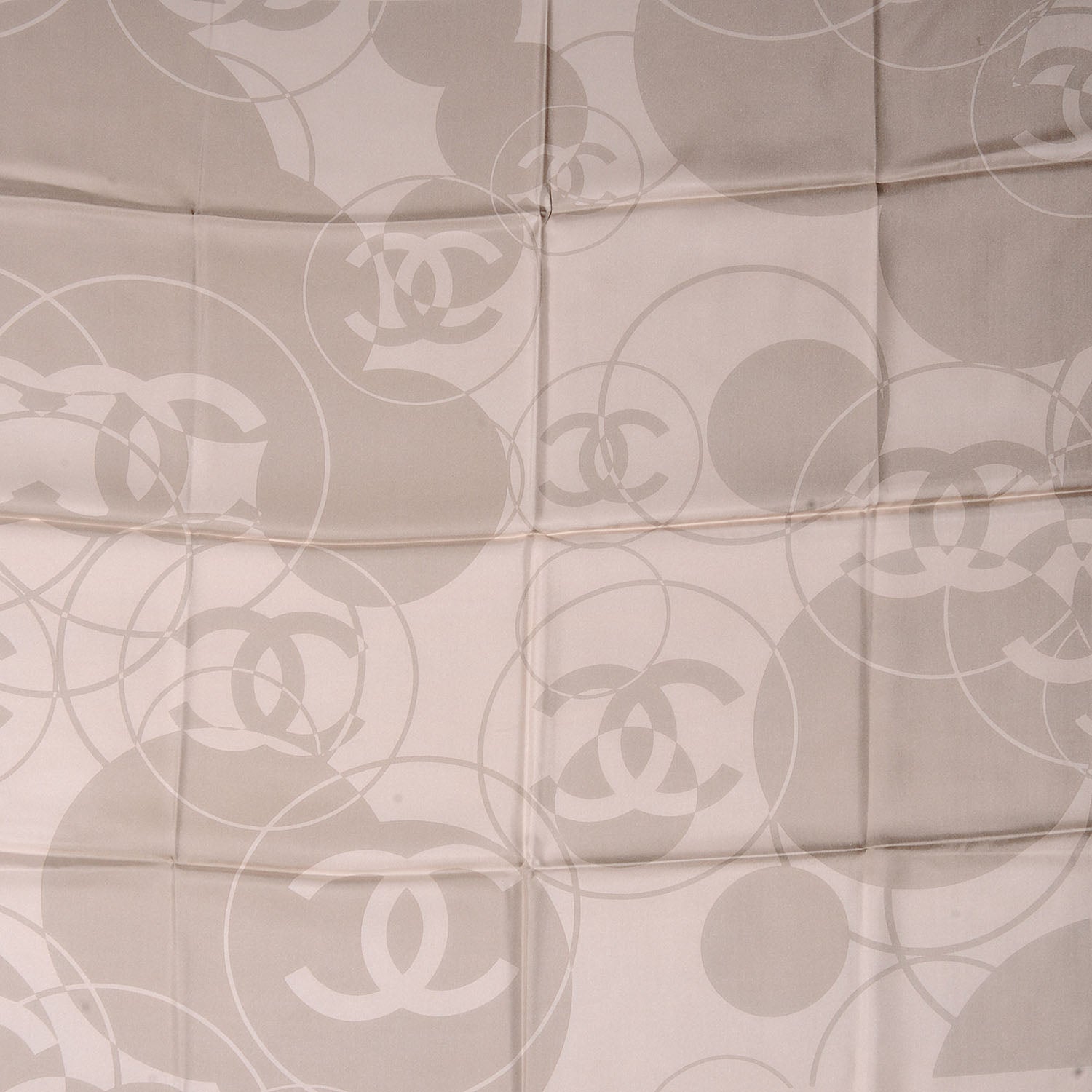 Chanel Silk CC Reversible Square Scarf Light Blue Beige 3 of 5