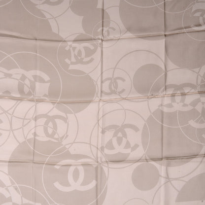 Chanel Silk CC Reversible Square Scarf Light Blue Beige 3 of 5