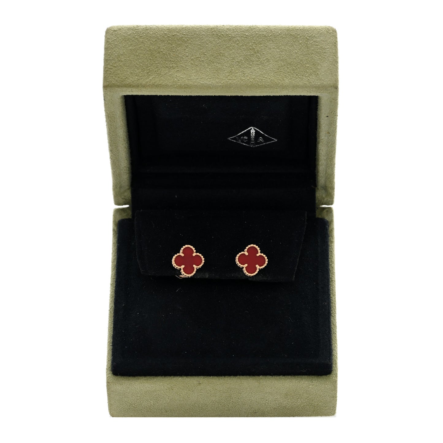 18K Rose Gold Carnelian Sweet Alhambra Earrings