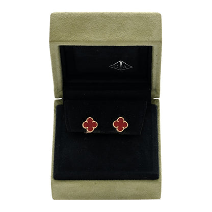 Van Cleef & Arpels 18K Rose Gold Carnelian Sweet Alhambra Earrings 5 of 5