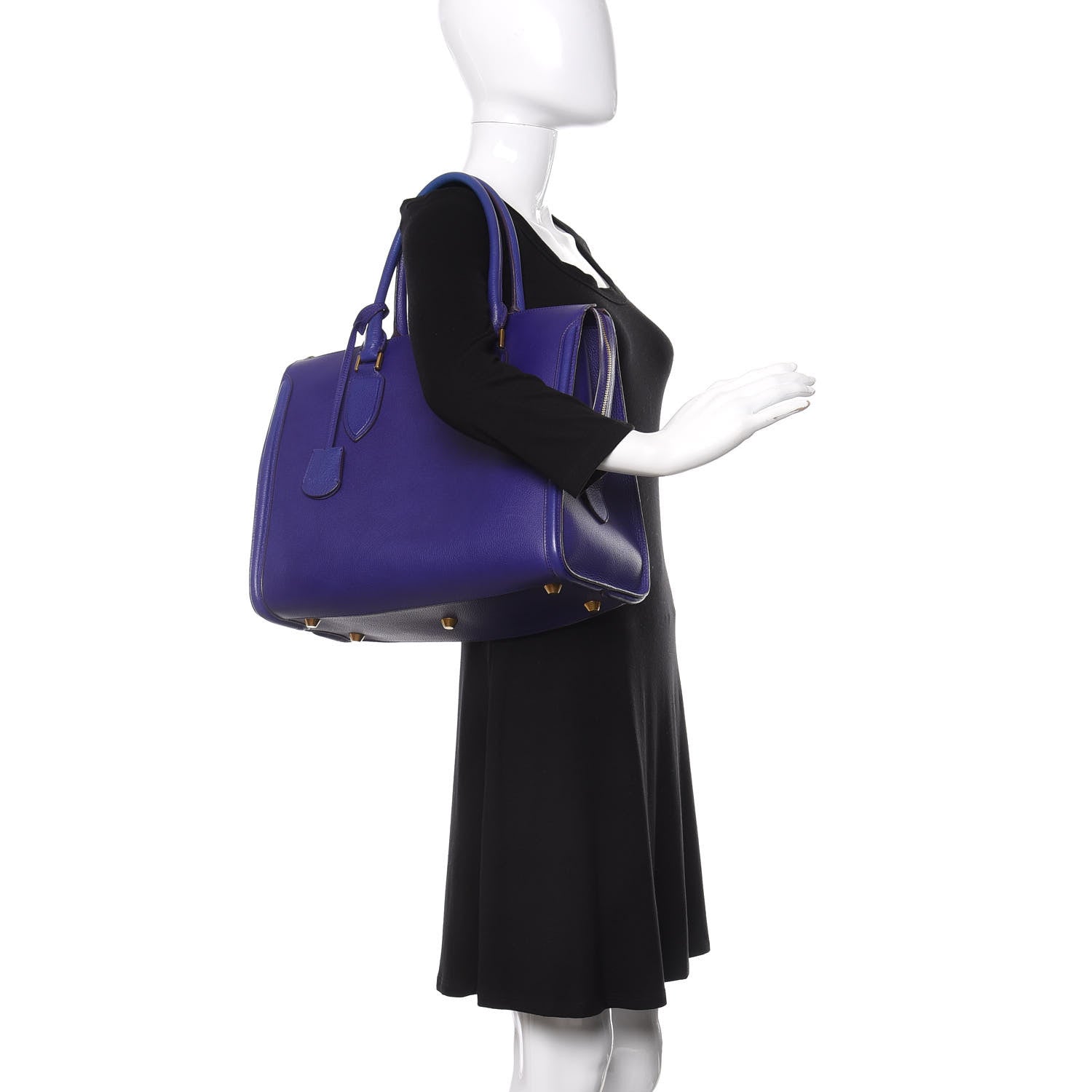Alexander McQueen Pebbled Calfskin Zip Up Heroine Tote Purple 2 of 19