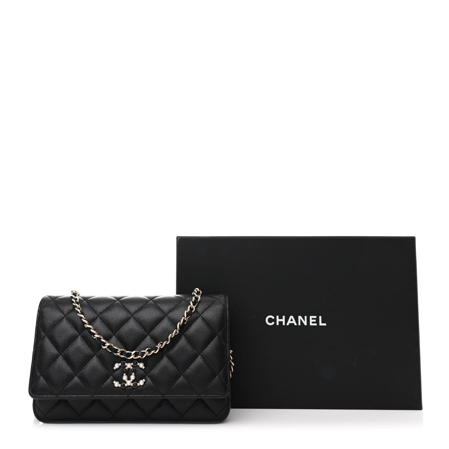 Caviar Quilted Coco Candy Wallet On Chain WOC Black