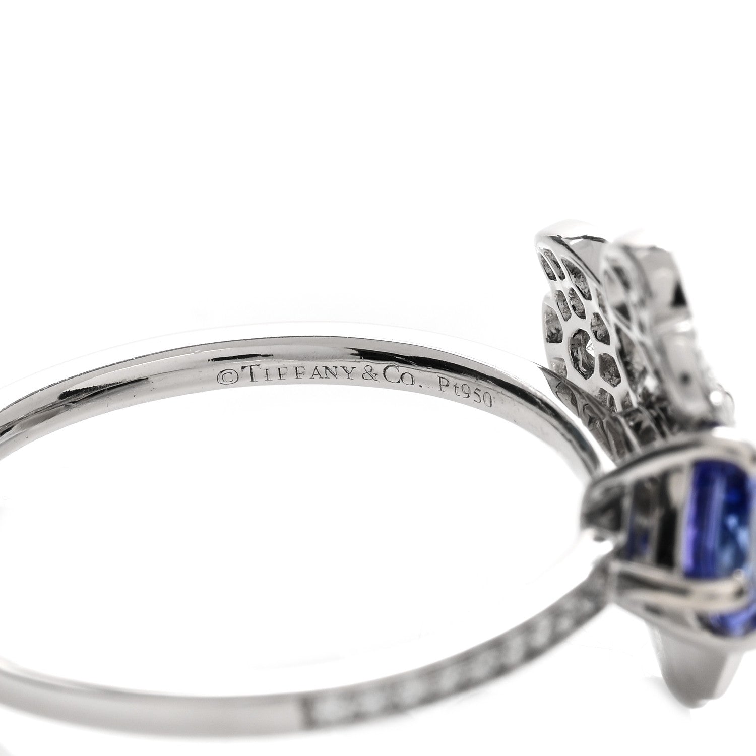 Tiffany Platinum Diamond Tanzanite Paper Flowers Ring 56 7.5 3 of 3