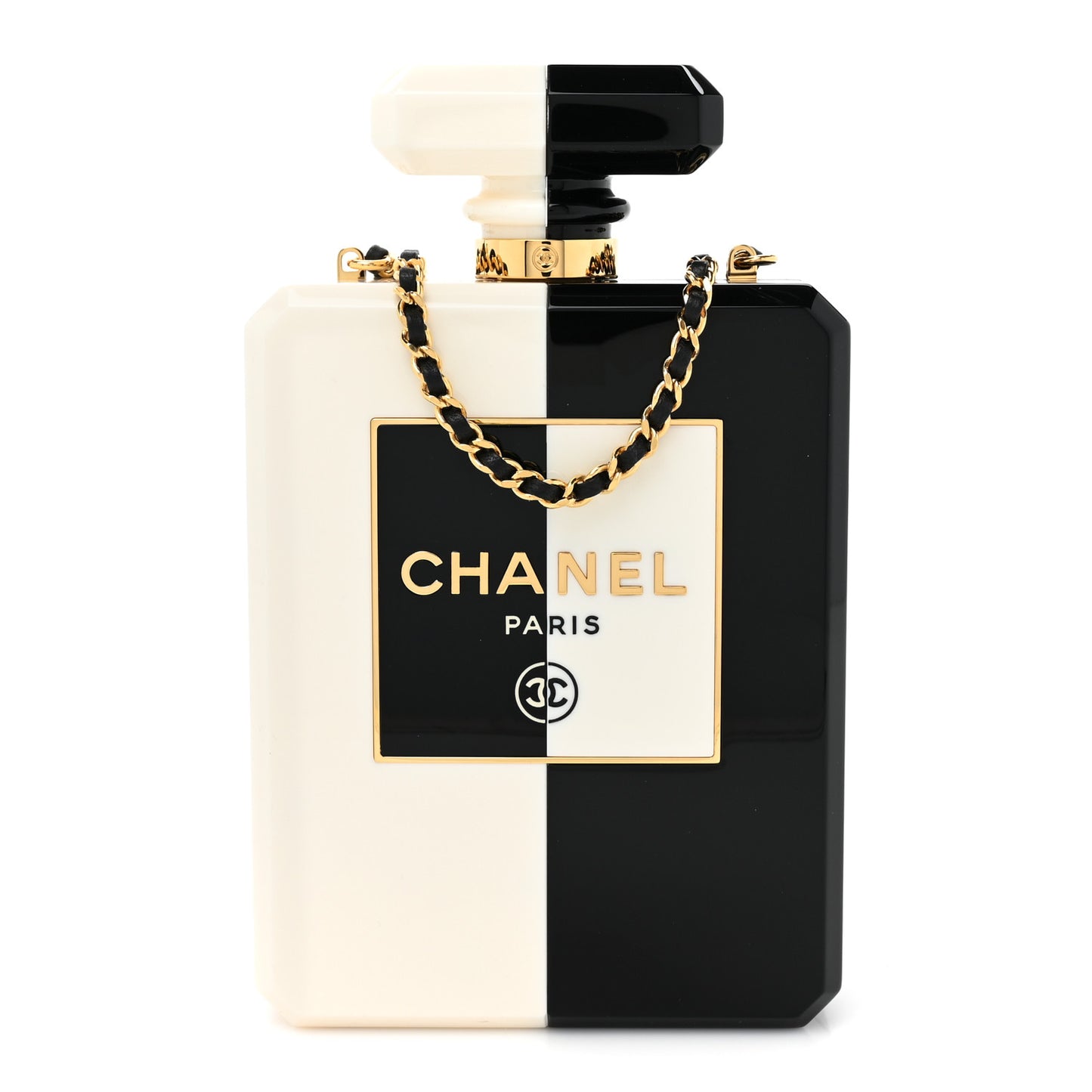 Plexiglass Perfume Bottle Clutch White Black