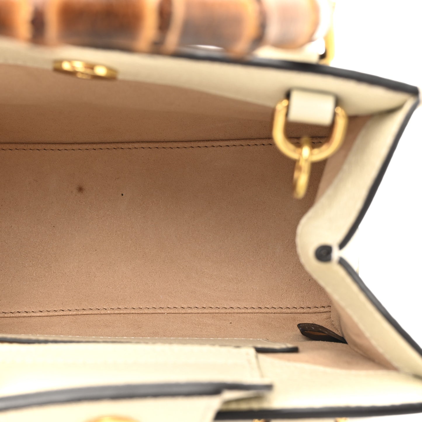 Textured Calfskin Web Mini Diana Tote Bag Mystic White
