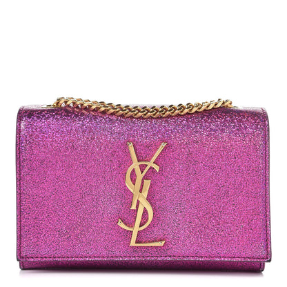Saint Laurent Metallic Calfskin Small Classic Monogram Kate Satchel Fuchsia 1 of 6