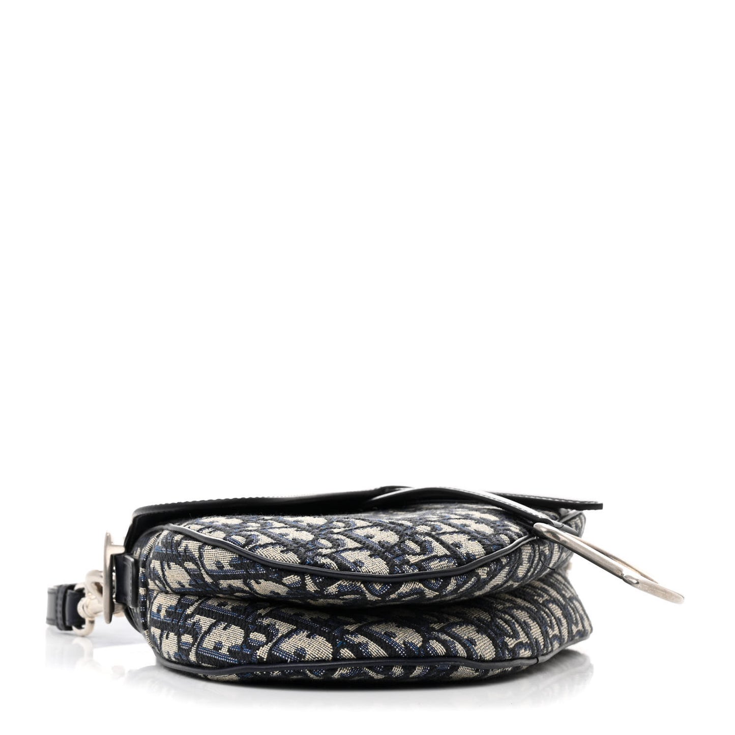 Calfskin Oblique Saddle Bag With Strap Blue