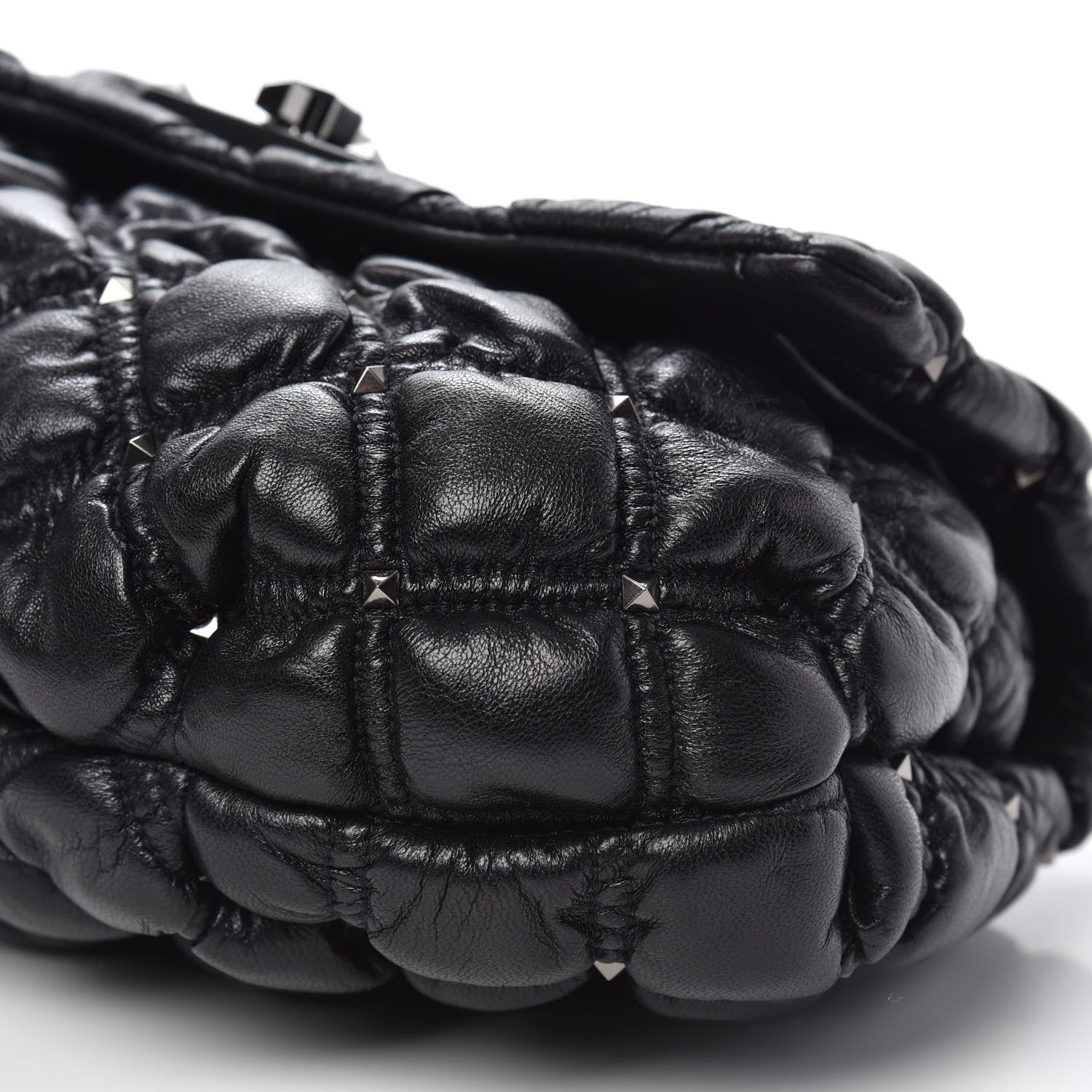 Valentino Garavani Nappa Medium Spikeme Shoulder Bag Black 9 of 9