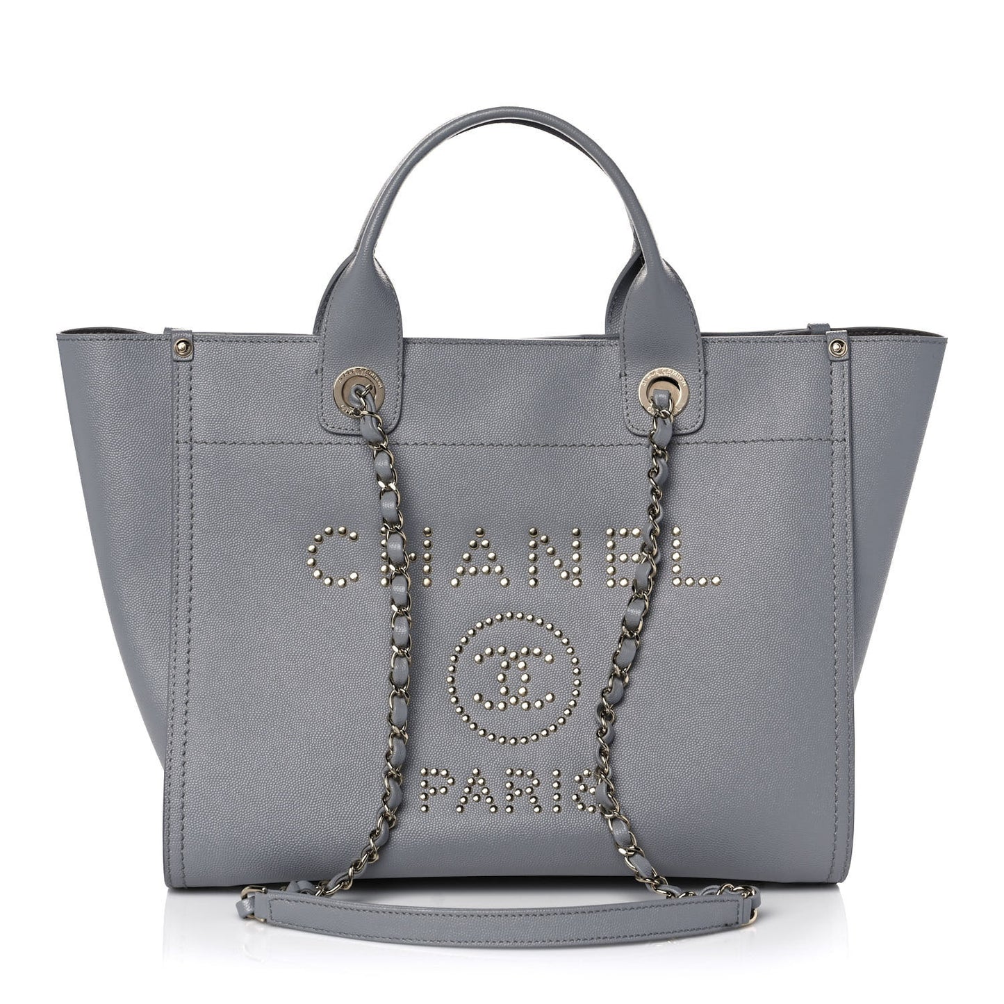Caviar Studded Small Deauville Tote Grey