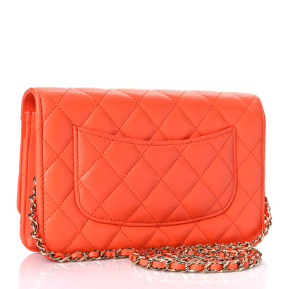 Chanel Lambskin Quilted Wallet on Chain WOC Orange 3 of 10