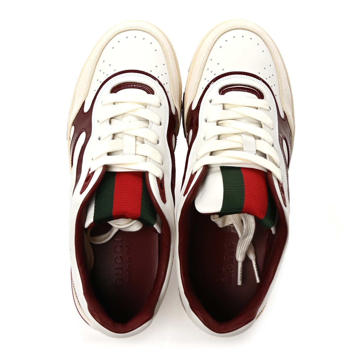 Calfskin Suede Mens Re-Web Sneakers 8 White Red