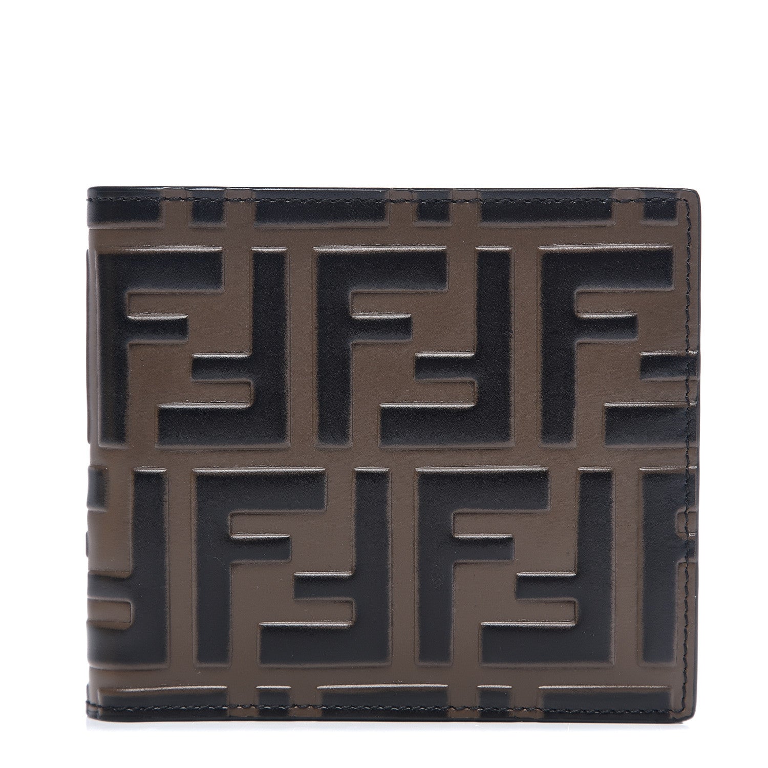 Fendi Vitello FF 1974 Embossed Bi-Fold Wallet Maya Black 1 of 7