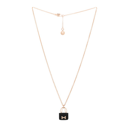 Hermes 18K Rose Gold Black Jade Constance Amulettes Pendant Necklace 2 of 4