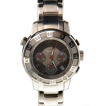 Tiffany Stainless Steel 42mm Mark T-57 Chronograph Automatic Watch Black 1 of 6