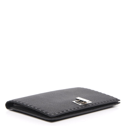 Fendi Cuoio Romano Selleria Mini Peekaboo Clutch Wallet Black 5 of 8