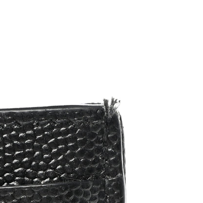 Saint Laurent SAINT LAURENT Grain De Poudre Matelasse Chevron Monogram Fragments Zippered Card Case Black 8 of 16