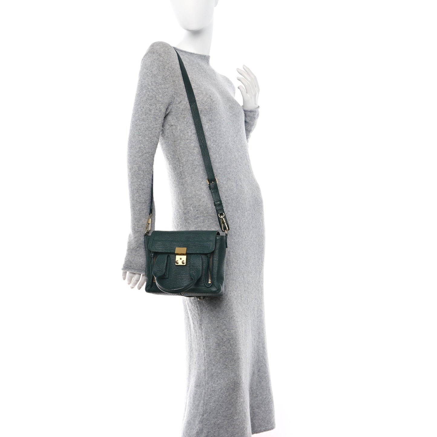 Textured Calfskin Mini Pashli Satchel Military Green