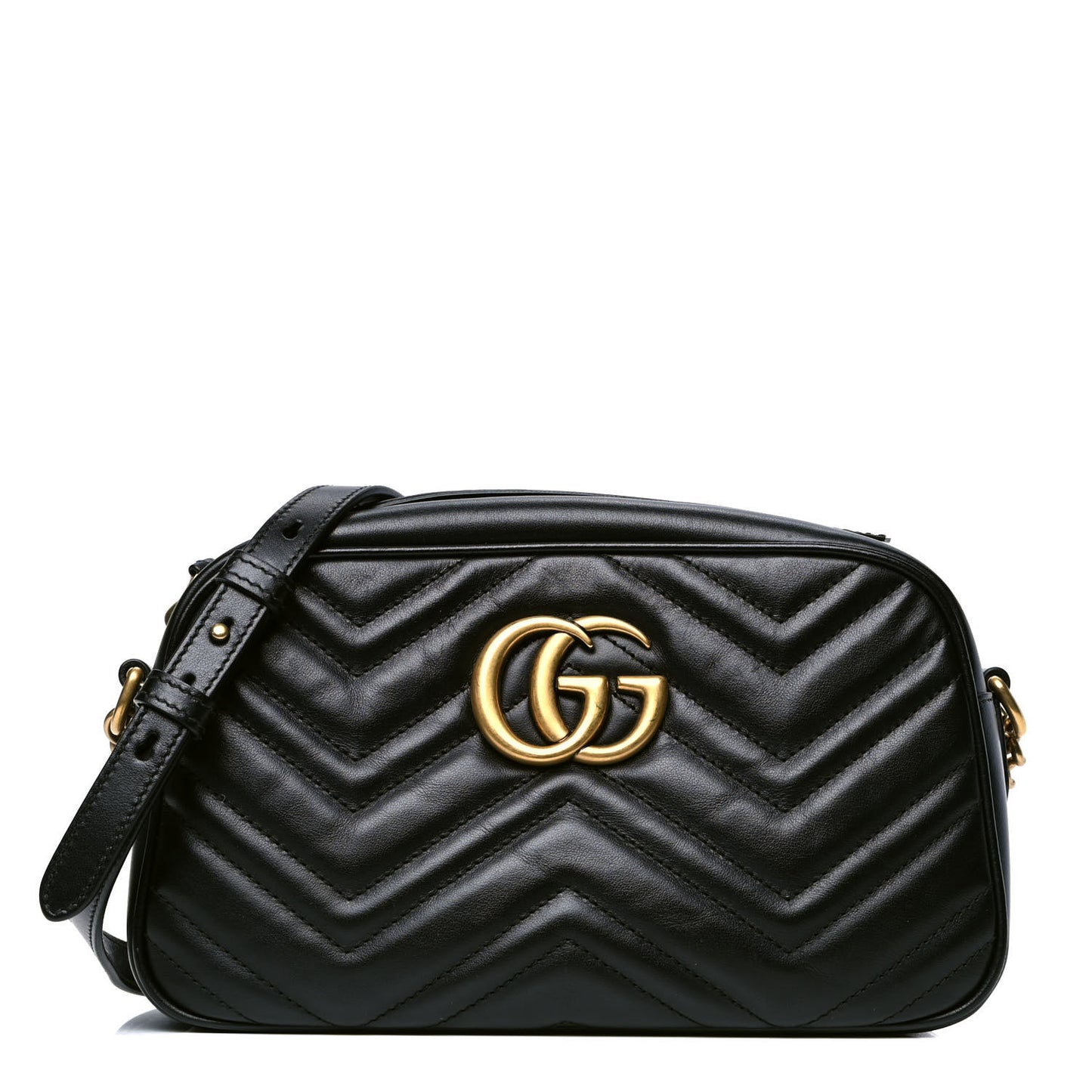 Calfskin Matelasse Small GG Marmont Chain Shoulder Bag Black