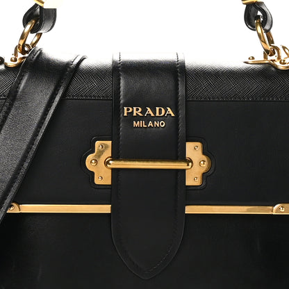 Prada City Calfskin Saffiano Cahier Top Handle Bag Black 7 of 11