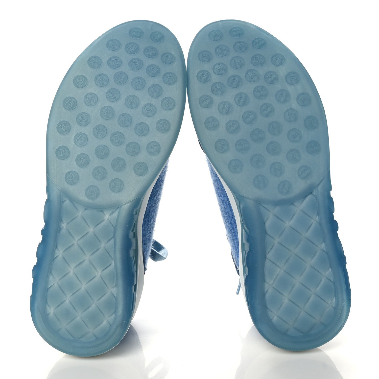 Chanel Suede Calfskin Stretch Fabric CC Sneakers 41 Light Blue 5 of 7