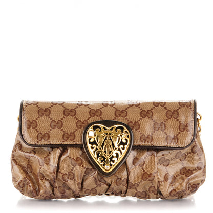 Gucci Crystal Monogram Babouska Clutch Dark Brown 1 of 8