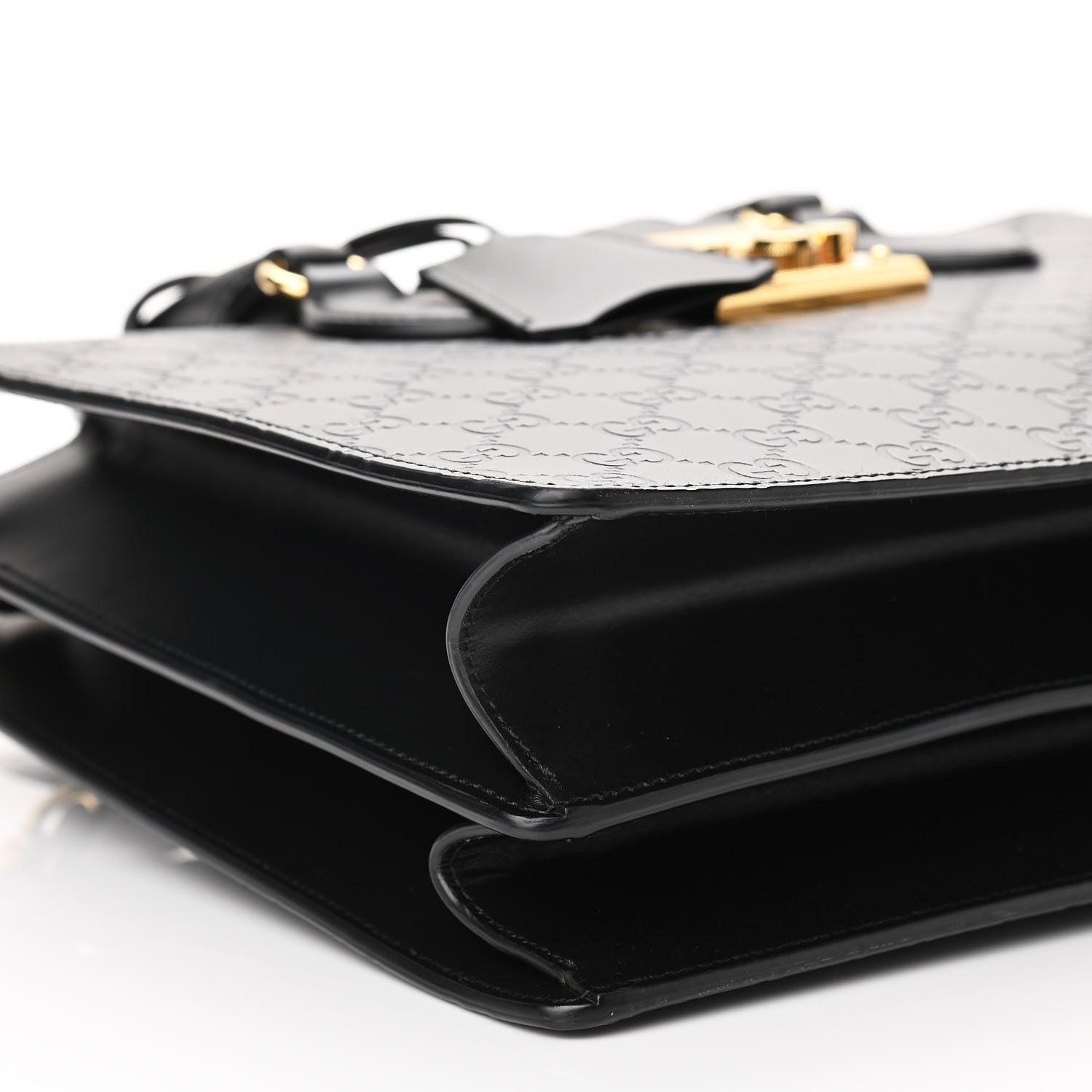 Gucci Guccissima Signature Padlock Double Handle Bag Black 9 of 10