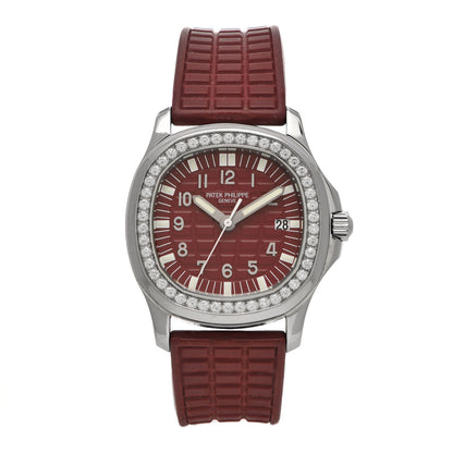 Patek Philippe Stainless Steel Rubber Diamond 36mm Aquanaut Quartz Watch Burgundy 1 of 4