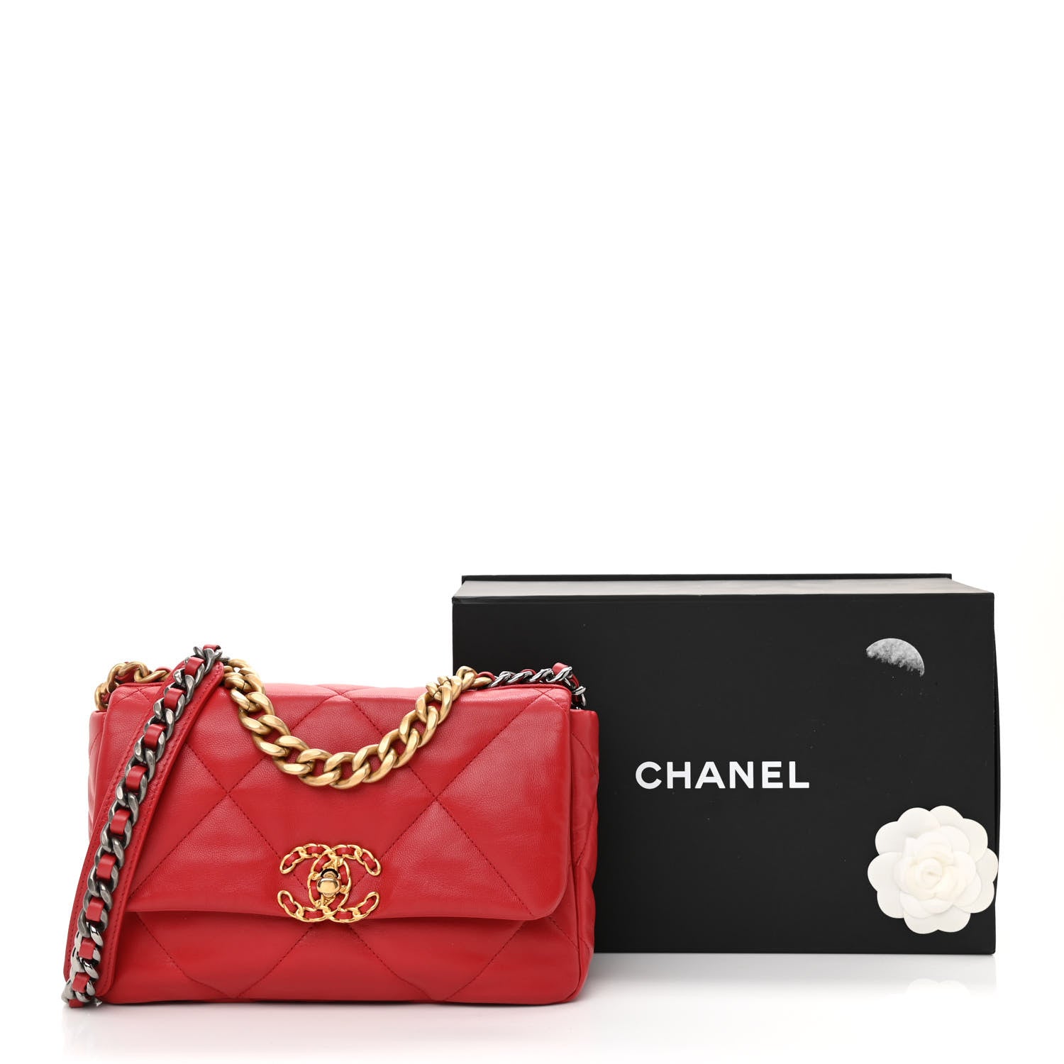 Chanel Goatskin Quilted Medium Chanel 19 Flap Red 11 of 11