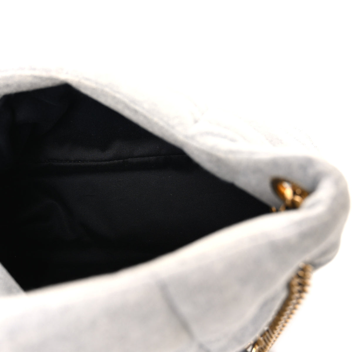 Jersey Quilted Small Loulou Puffer Monogram Chain Satchel Grey Cloud