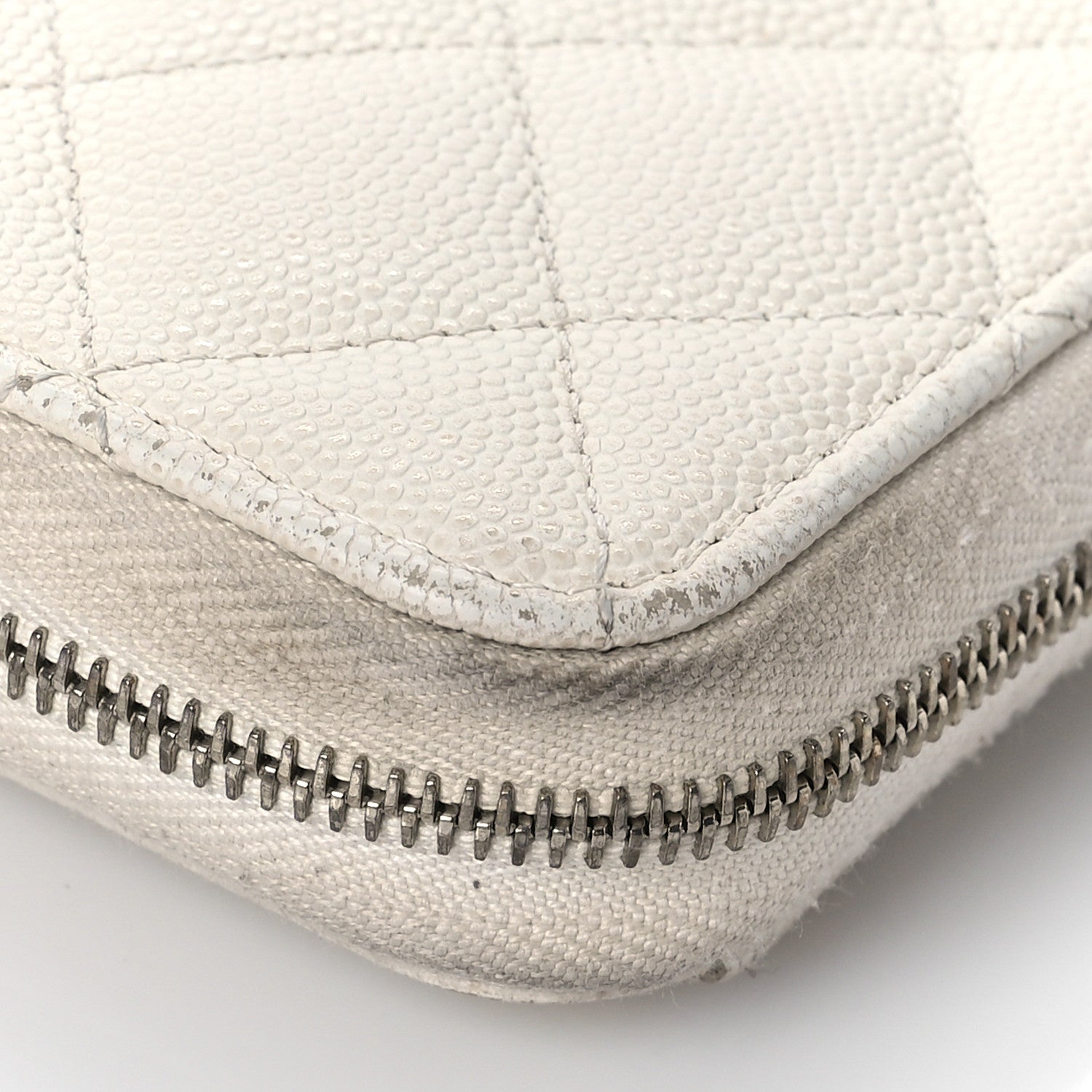 Chanel Caviar Quilted Large Gusset Zip Around Wallet White 11 of 20